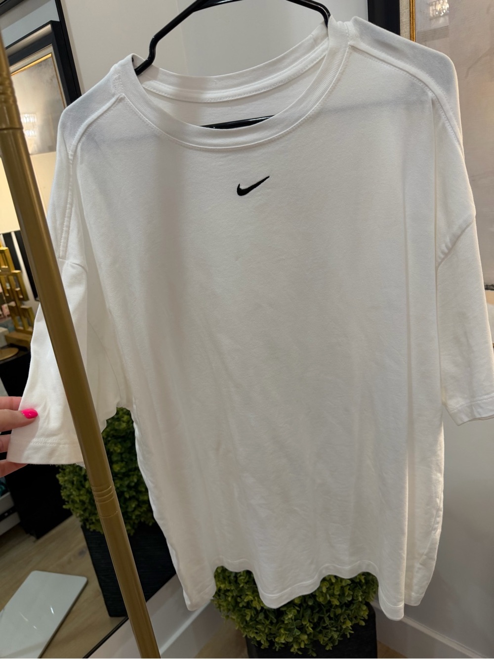 Nike White Short Sleeve Crew T-Shirt with Black Swoosh